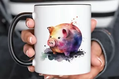 Watercolor Piggy Bank PNG Clipart Product Image 3