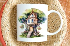 Fairy Tree House Watercolor PNG Clipart Product Image 2