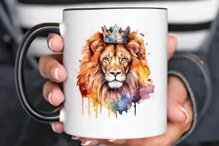 Watercolor King Lion Sublimation PNG Clipart Product Image 2