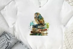 Watercolor Owl On Books PNG Clipart Product Image 2