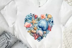 Ocean Heart Watercolor Sublimation PNG Clipart Product Image 2