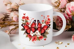 Floral Red Butterfly Couple PNG Clipart Product Image 2