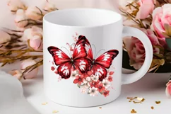 Floral Red Butterfly Couple PNG Clipart Product Image 2