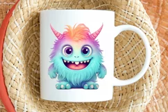 Cute Monster Watercolor Sublimation PNG Clipart Product Image 2