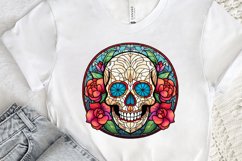 Flower Skull Stained Glass Sublimation PNG Clipart Product Image 2