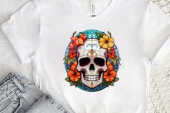 Flower Skull Stained Glass Sublimation PNG Clipart Product Image 2