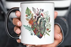 Watercolor Anatomical Floral Heart PNG Clipart Product Image 3