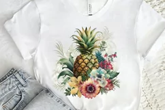 Pineapple with Tropical Floral png clipart Product Image 2