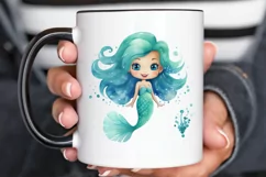 Cute Mermaid Watercolor PNG Clipart Product Image 2