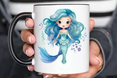 Cute Mermaid Watercolor PNG Clipart Product Image 2