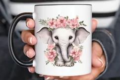 Flower Baby Elephant Sublimation PNG Clipart Product Image 2