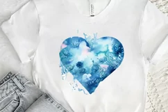 Ocean Heart Watercolor Sublimation PNG Clipart Product Image 2