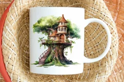 Fairy Tree House Watercolor PNG Clipart Product Image 2