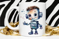 Robot Boy Watercolor Sublimation PNG Clipart Product Image 2