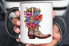 Western Floral Boots Sublimation PNG Clipart Product Image 2