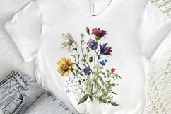 Watercolor Spring Flowers Background png clipart Product Image 2