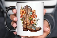 Western Floral Boots Sublimation PNG Clipart Product Image 2