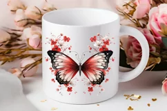 Floral Red Butterfly Couple PNG Clipart Product Image 2