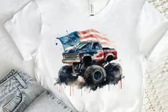 Watercolor American Monster Truck png clipart Product Image 2