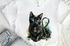 Watercolor Black Cat Nurse png clipart Product Image 2