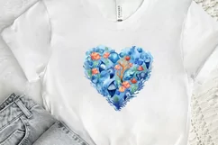 Ocean Heart Watercolor Sublimation PNG Clipart Product Image 2