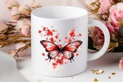 Floral Red Butterfly Couple PNG Clipart Product Image 2