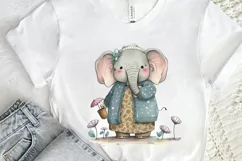 Watercolor Cute Elephant Grandma png clipart Product Image 2