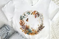 Watercolor Floral Wreath Autumn PNG Clipart Product Image 2
