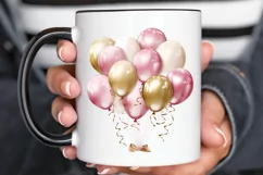 Gold Chrome and Pink Balloons PNG Clipart Product Image 2