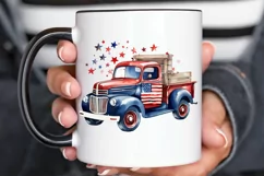 Patriotic Truck Sublimation PNG Clipart Product Image 2