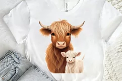 Cute Highland Cow Sublimation PNG Clipart Product Image 2