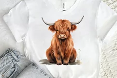 Cute Highland Cow Sublimation PNG Clipart Product Image 2