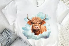 Cute Highland Cow Sublimation PNG Clipart Product Image 2