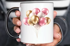 Gold Chrome and Pink Balloons PNG Clipart Product Image 3