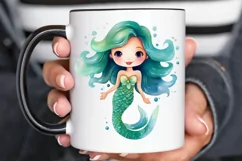 Cute Mermaid Watercolor PNG Clipart Product Image 2