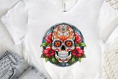 Flower Skull Stained Glass Sublimation PNG Clipart Product Image 2