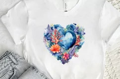 Ocean Heart Watercolor Sublimation PNG Clipart Product Image 2