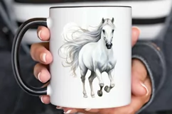 Beautiful White Horse Watercolo PNG Clipart Product Image 2