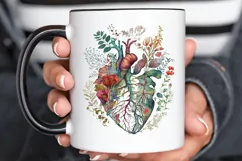 Watercolor Anatomical Floral Heart PNG Clipart Product Image 3