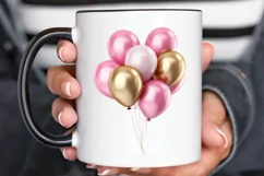 Gold Chrome and Pink Balloons PNG Clipart Product Image 3