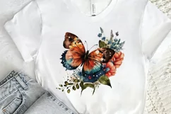 Retro Butterfly Floral clipart png clipart Product Image 2