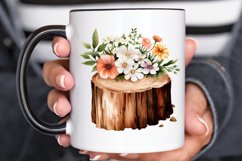 Flower Wooden Stump Watercolor Sublimation PNG Clipart Product Image 2