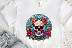 Flower Skull Stained Glass Sublimation PNG Clipart Product Image 2