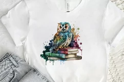 Watercolor Owl On Books PNG Clipart Product Image 2