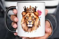 Watercolor King Lion Sublimation PNG Clipart Product Image 2