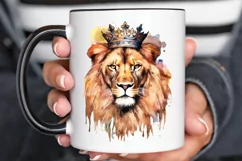 Watercolor King Lion Sublimation PNG Clipart Product Image 2