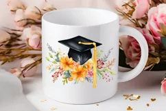 Floral Graduation Caps Sublimation PNG Clipart Product Image 2