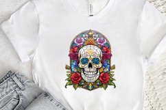 Flower Skull Stained Glass Sublimation PNG Clipart Product Image 2