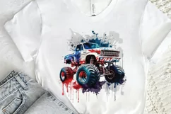 Watercolor American Monster Truck png clipart Product Image 2