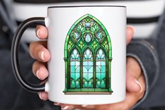 Emerald Stained Glass Arched Window PNG Clipart Product Image 2